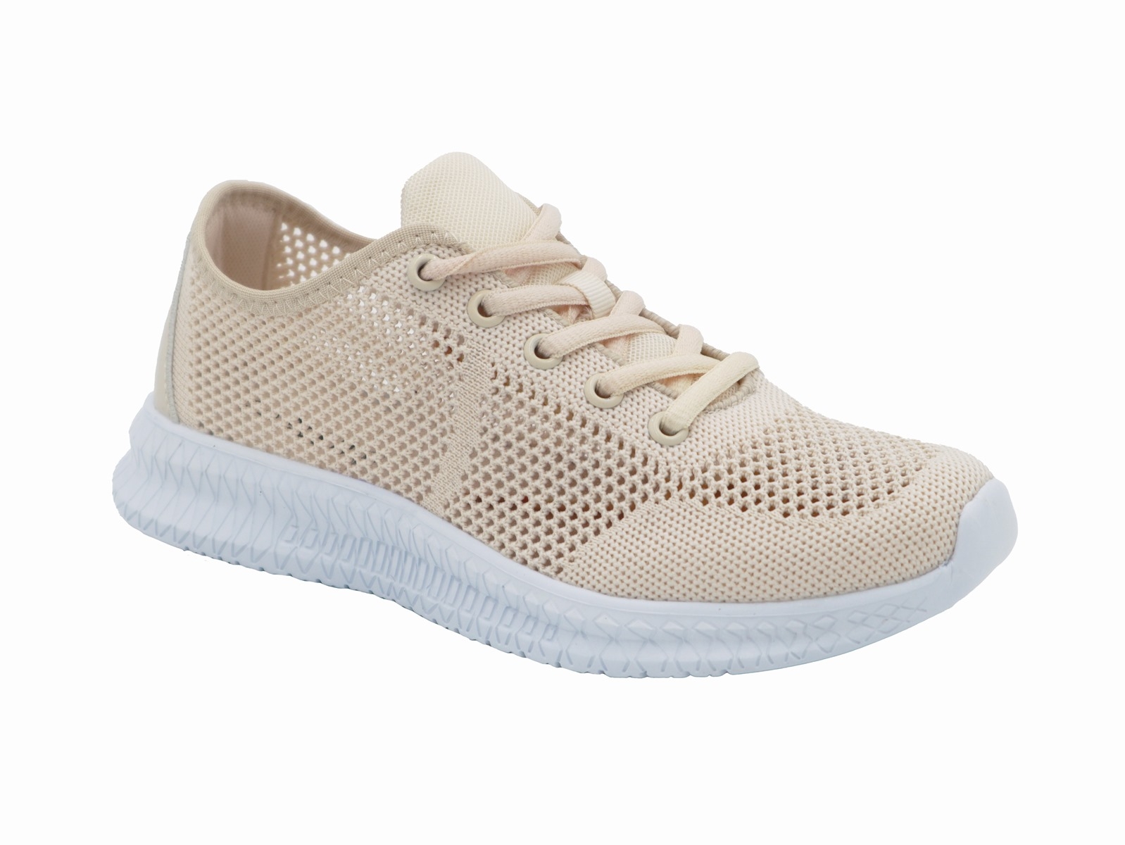 .Da.-Sportschuh, EVA-Sohle, elastische Schnürung z. Verstellen, atmungsaktives Textil+PU, beige