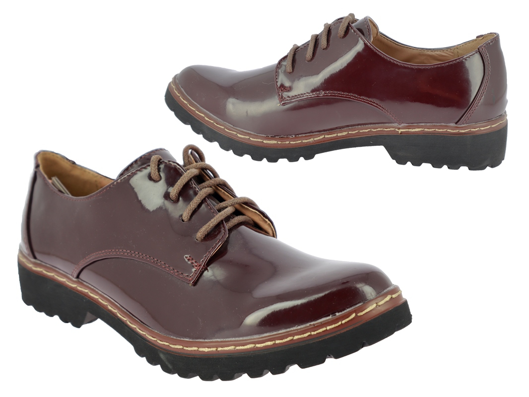 .Da.-Schuh, Schnürer, TPR-Sohle, Lack-PU, bordeaux