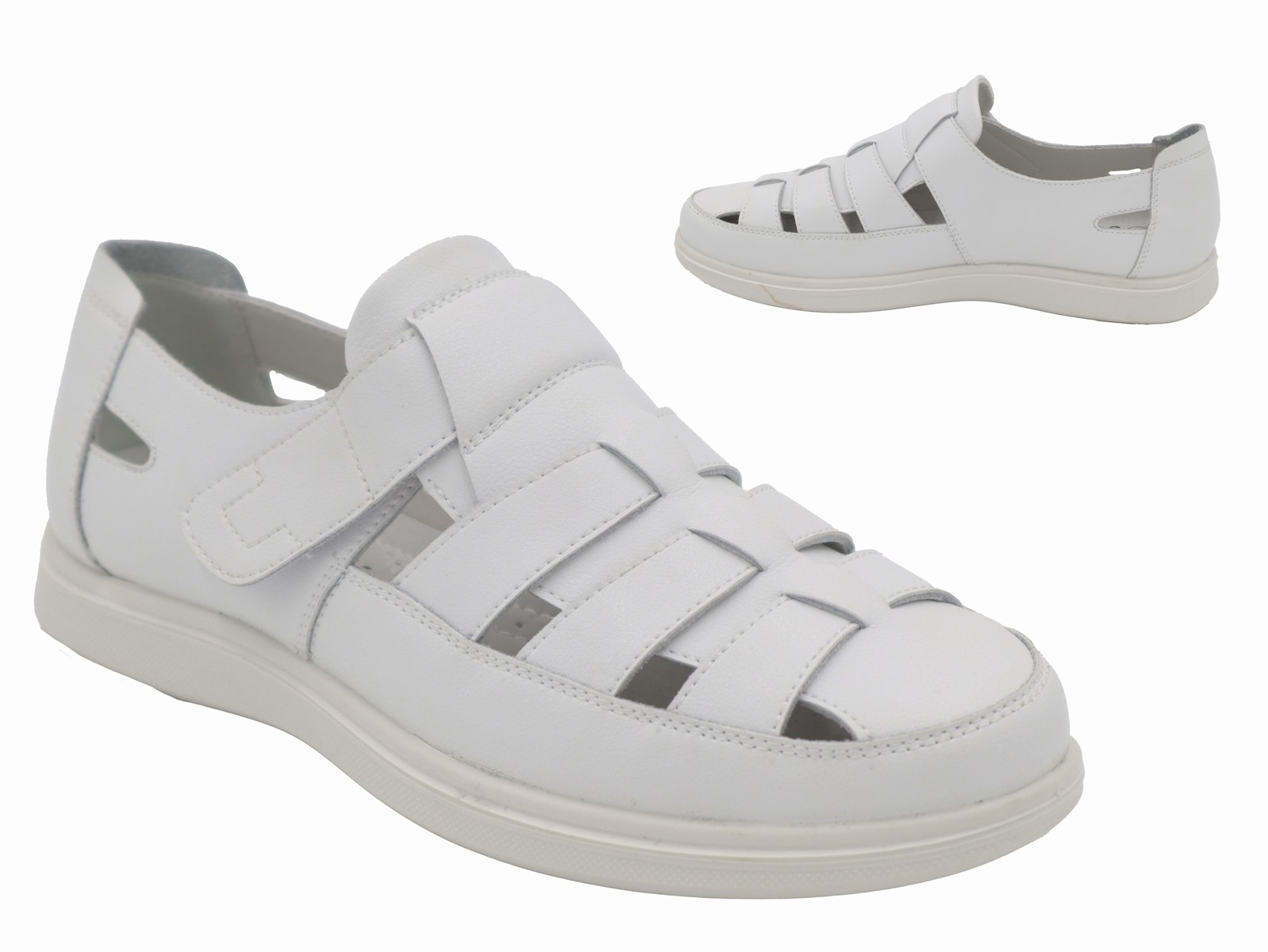 .Da.-Schuh, PU-Sohle, mit Klettverschluss, Leder, weiß
