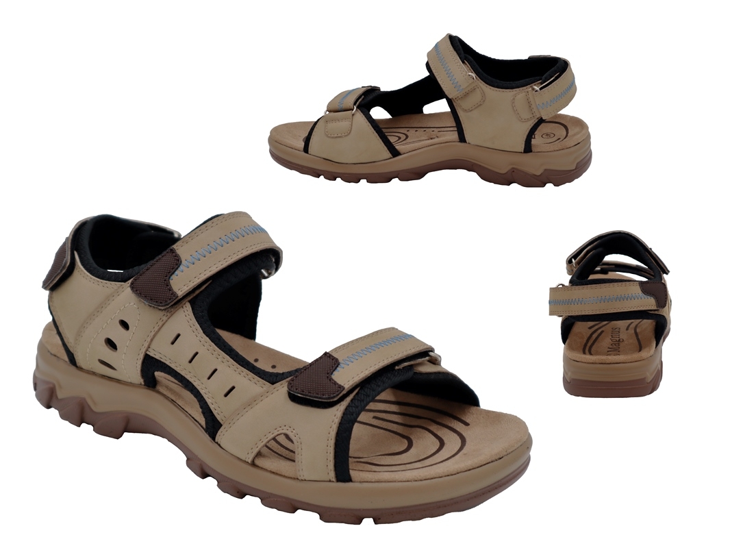 .He.-Sandalette, PU-Sohle, 3x Klettverschl., PU, grau