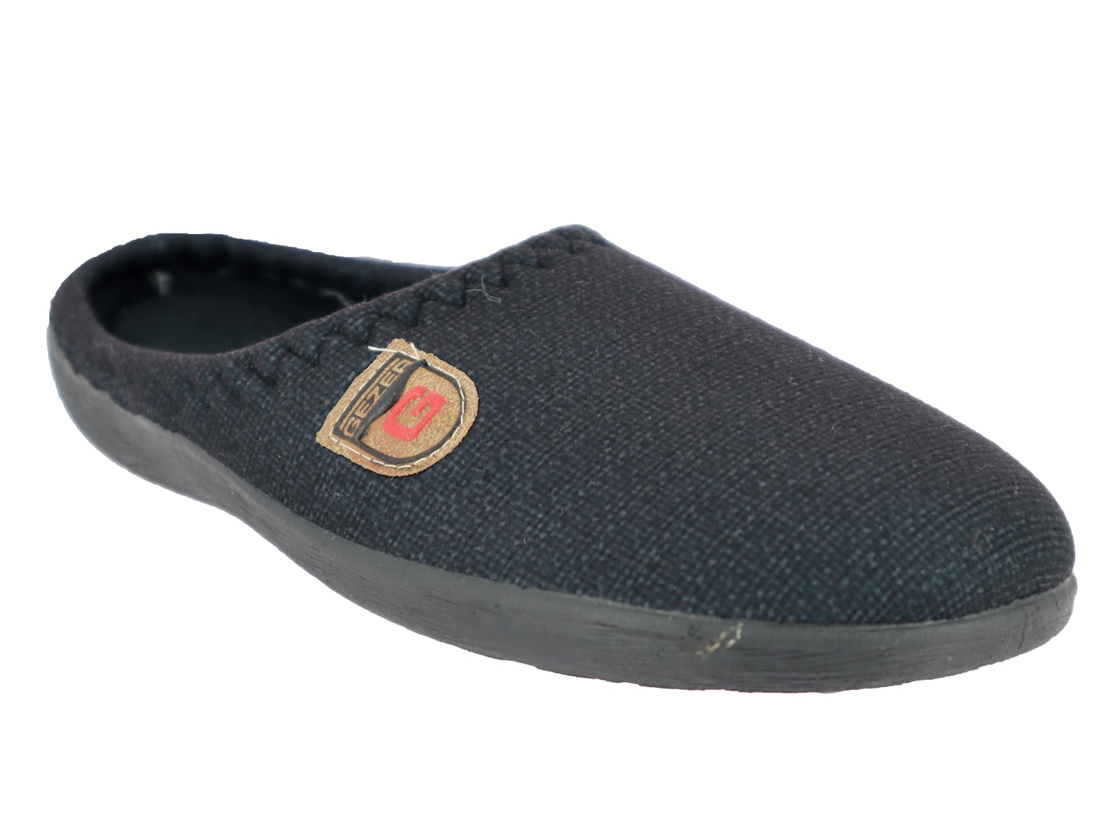 .He.-Pantoffel, TR, Textil, PU-Sohle, schwarz