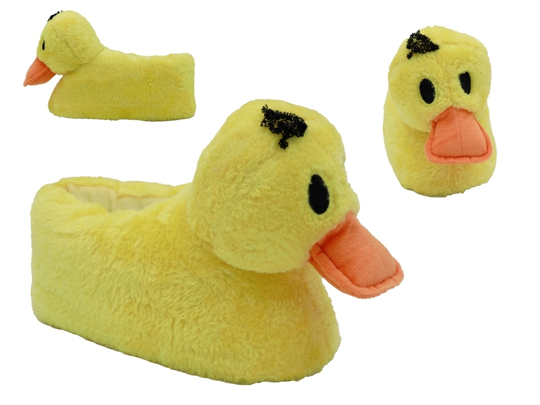 .Ki.-Tierhausschuh, TPR-Sohle, "Ente", Plüsch, gelb