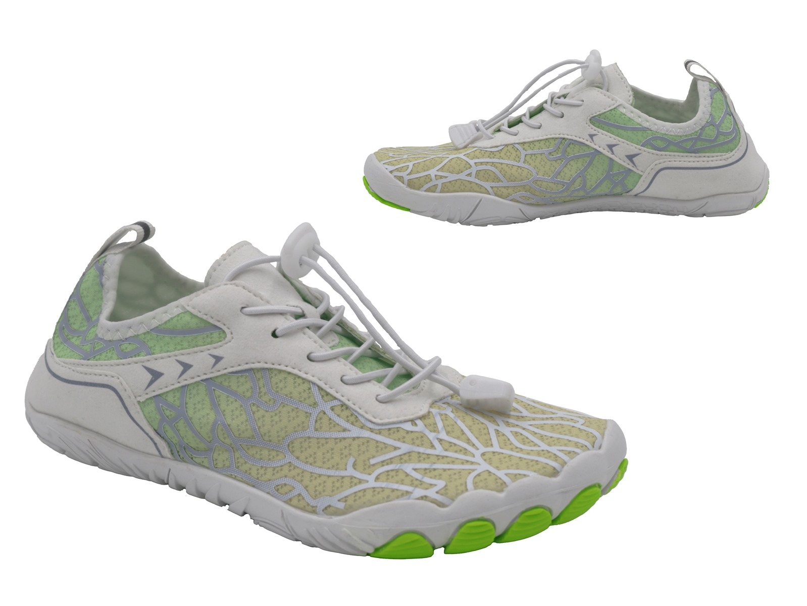 .Da.-Barfußschuh, Gummi-Sohle, verstellbare elast. Schnürung, Textil, weiß-grau