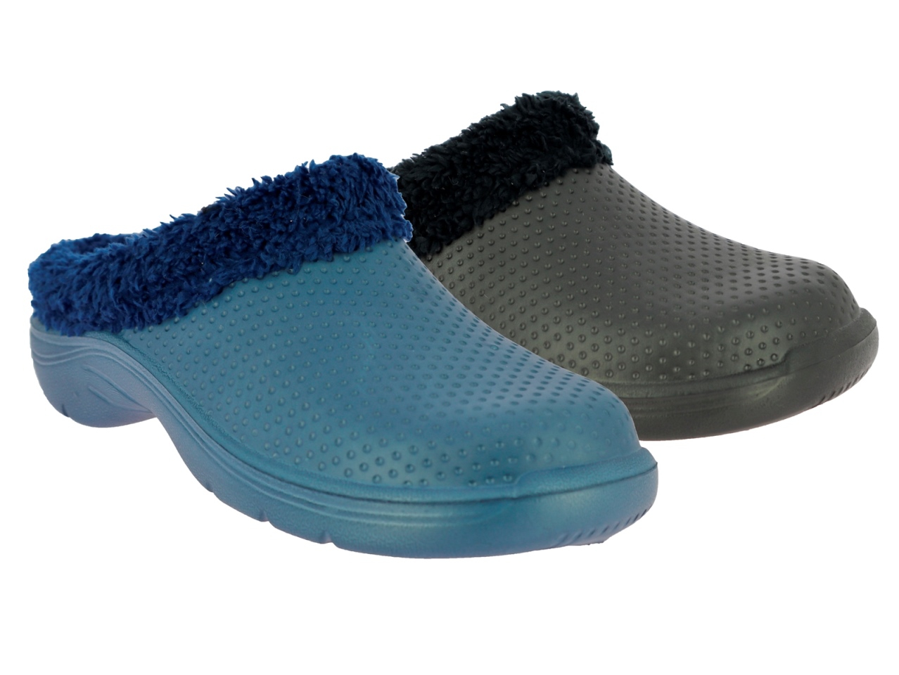 .He.-EVA-Clogs, ohne Riemen+Löcher, gefüttert, schwarz+navy