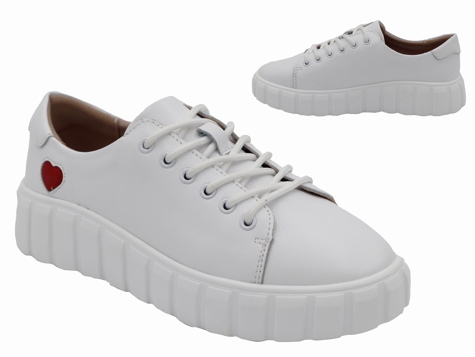 .Da.-Schuh, PU-Sohle, Schnürung, "Herz", Lederinnensohle, Leder, weiß