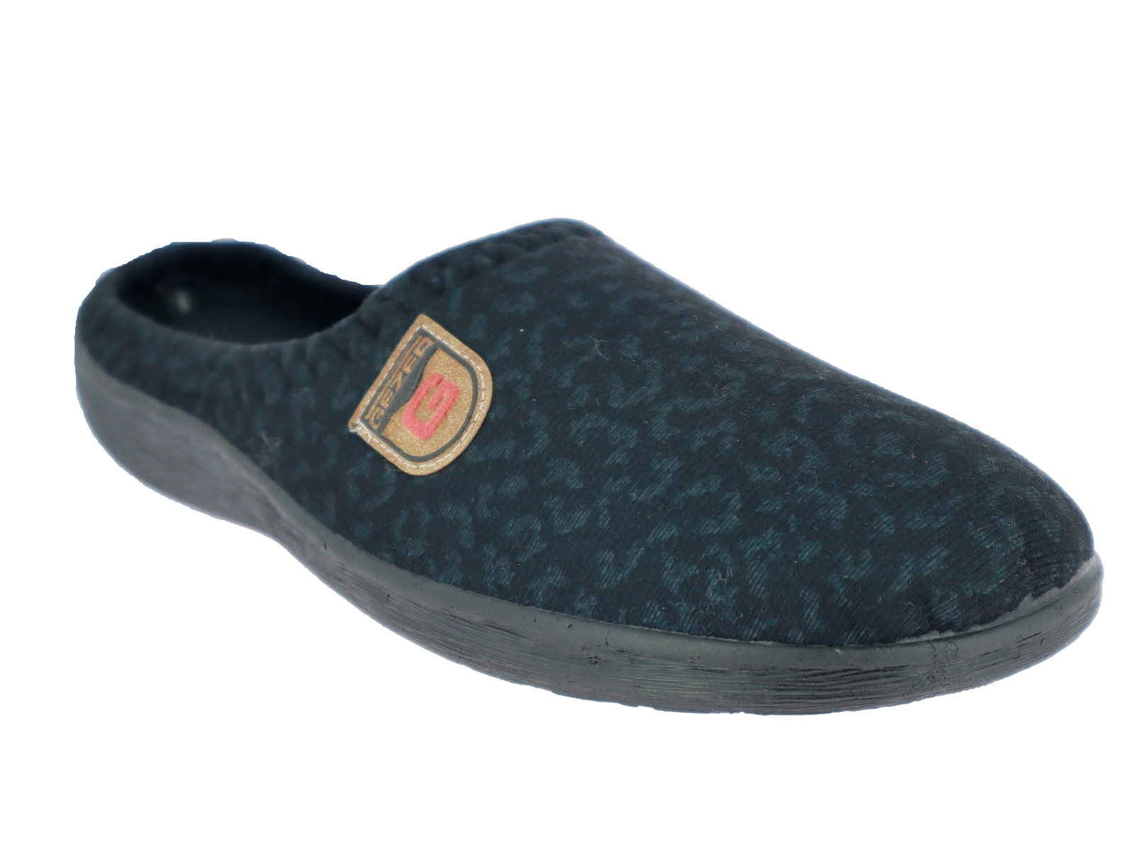 .He.-Pantoffel, TR, Textil, PU-Sohle, schwarz