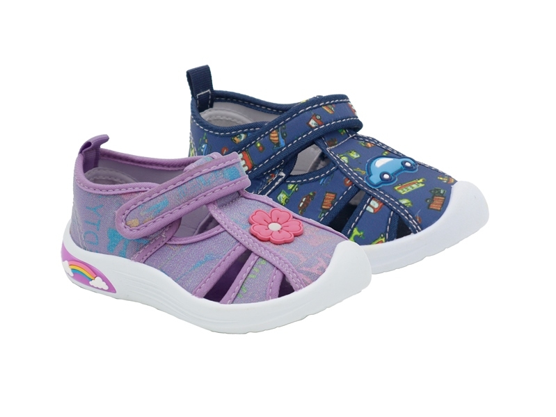 .Ki.-Freizeitschuh, PVC-Sohle, Klettverschl., m.Aufdruck, Textil, blau + lila