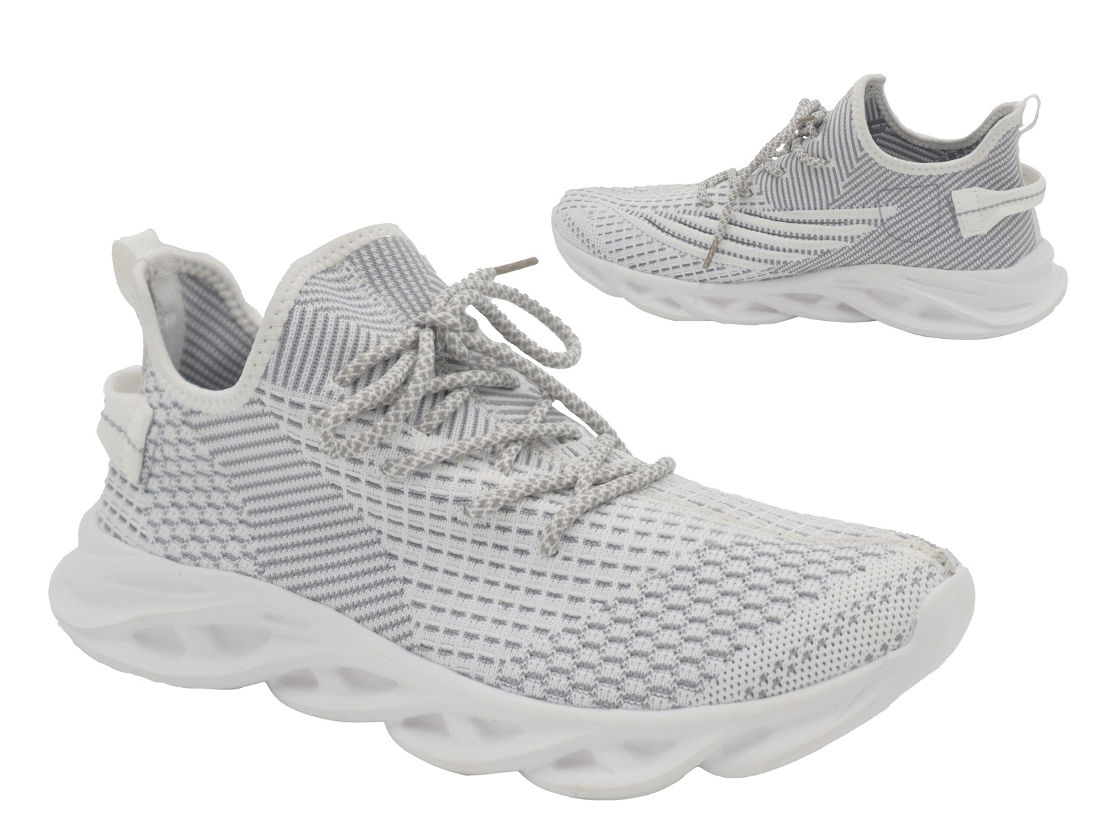 .He.-Sportschuh, EVA-Sohle, Schnürer, Flyknit, weiß