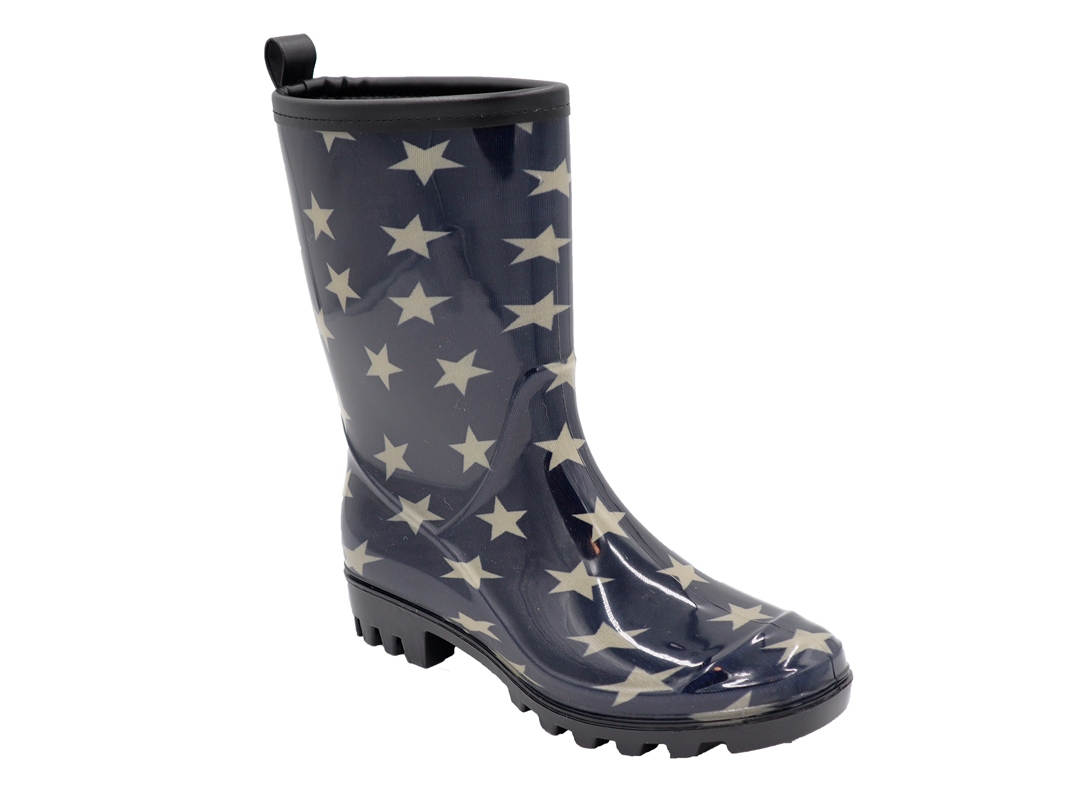 .Da.-Regenstiefel, PVC-Sohle, Warmfutter, "mit Sterne", PVC+PU, navy