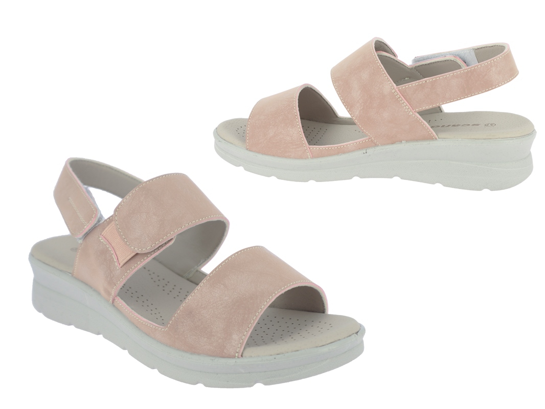 .Da.-Sandalette, PU-Sohle, 2x Klett, Sling mit Klett, PU, rosa