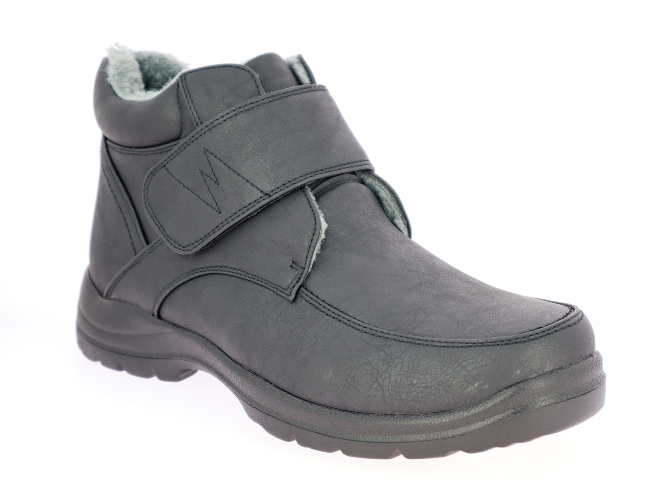 .He.-Knöchelschuh, PU-Sohle, Klettverschluss, Warmfutter, PU, schwarz