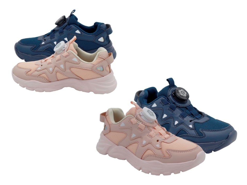 .Ki.-Sportschuh, EVA-Sohle, Schnürer, Mesh/PU, navy + rosa