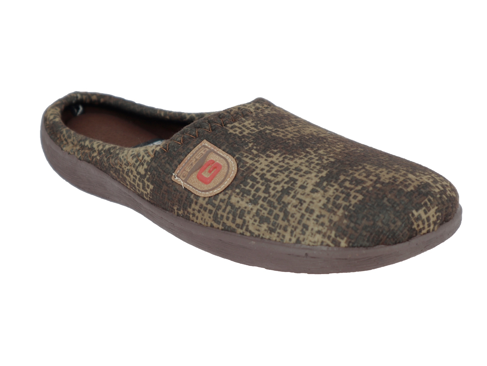.He.-Pantoffel, TR, Textil, PU-Sohle, braun