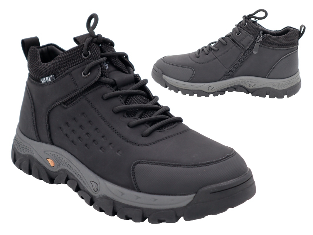 .He.-Knöchelschuh, Gummi-Sohle, Schnürer, mit KAT-TEX, gefüttert, PU, schwarz