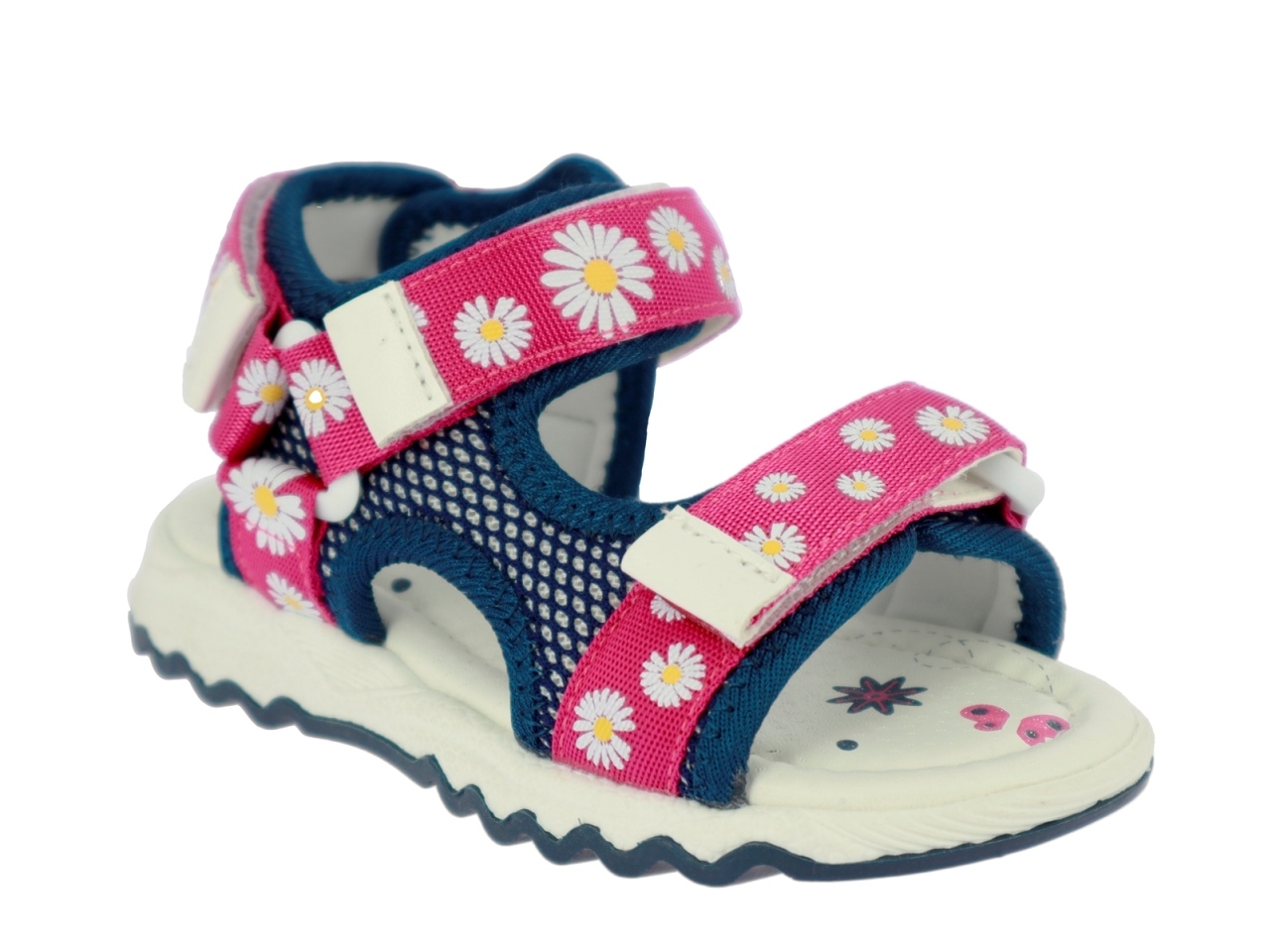 .Ki.-Sandalette, EVA-Sohle, 3xKlettverschluss, PU, rosa