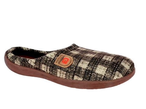 .He.-Pantoffel, TR, Textil, PU-Sohle, braun