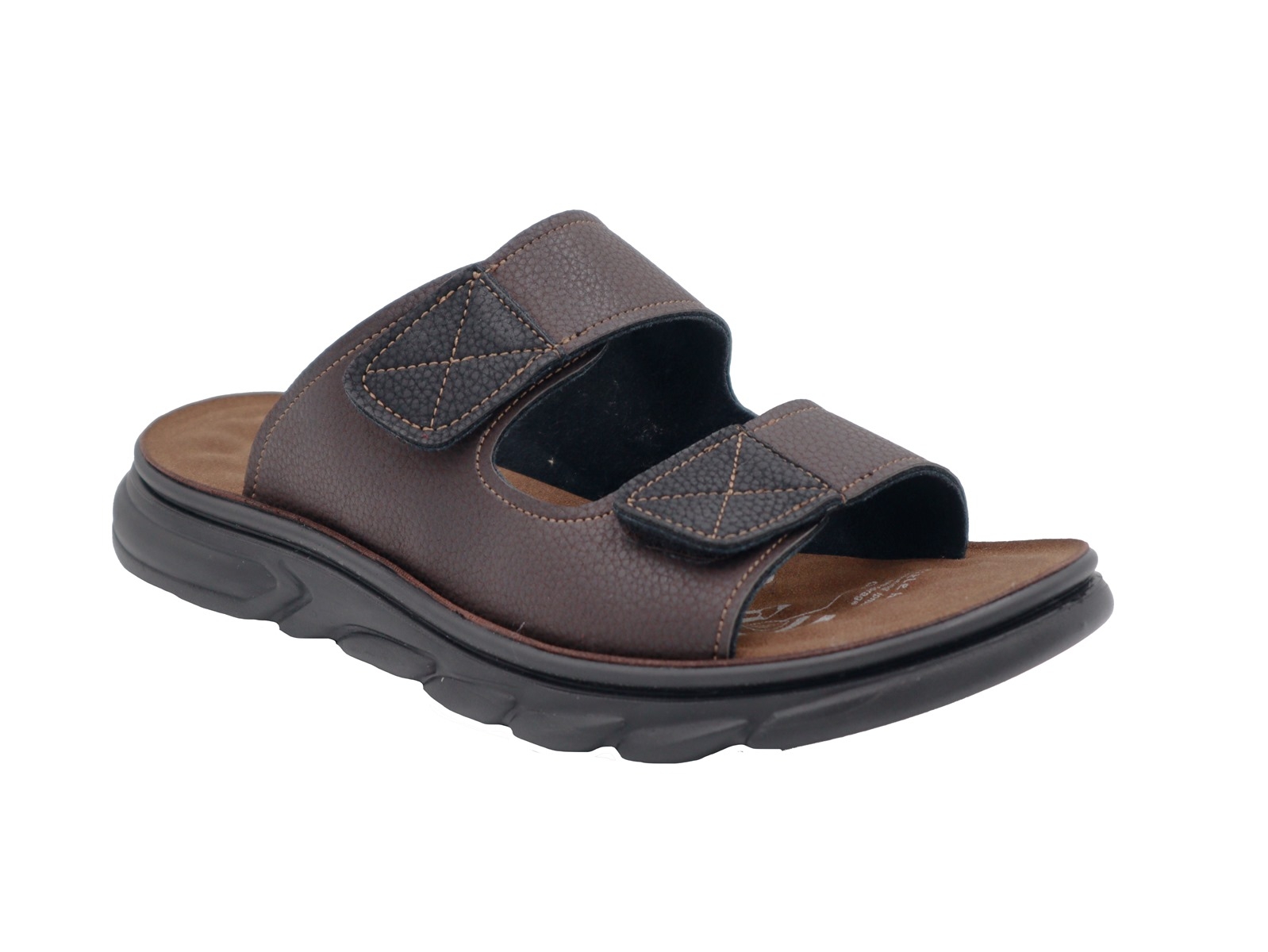 .He.-Pantolette, PU-Sohle, 2 Bandagen mit Schnallen, PU, braun