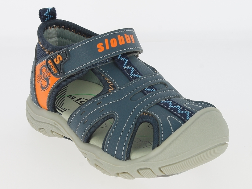 .Ki.-Sandalette, PU, 1 x Klett, vorn zu, TPR-Sohle, nur Farbe navy