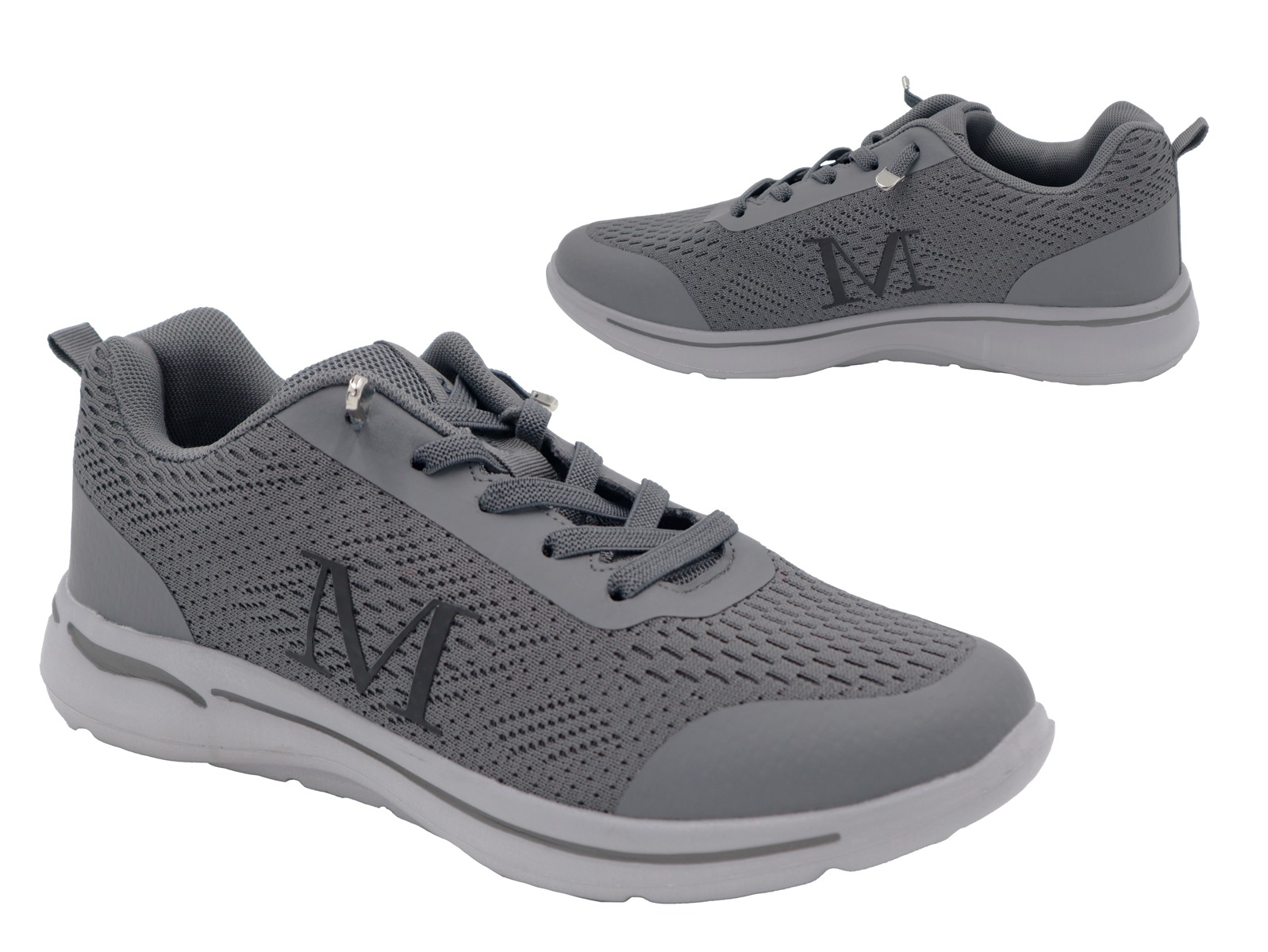 .He.-Sportschuh, EVA-Sohle, elast. Schnürung, PU/Mesh, grau