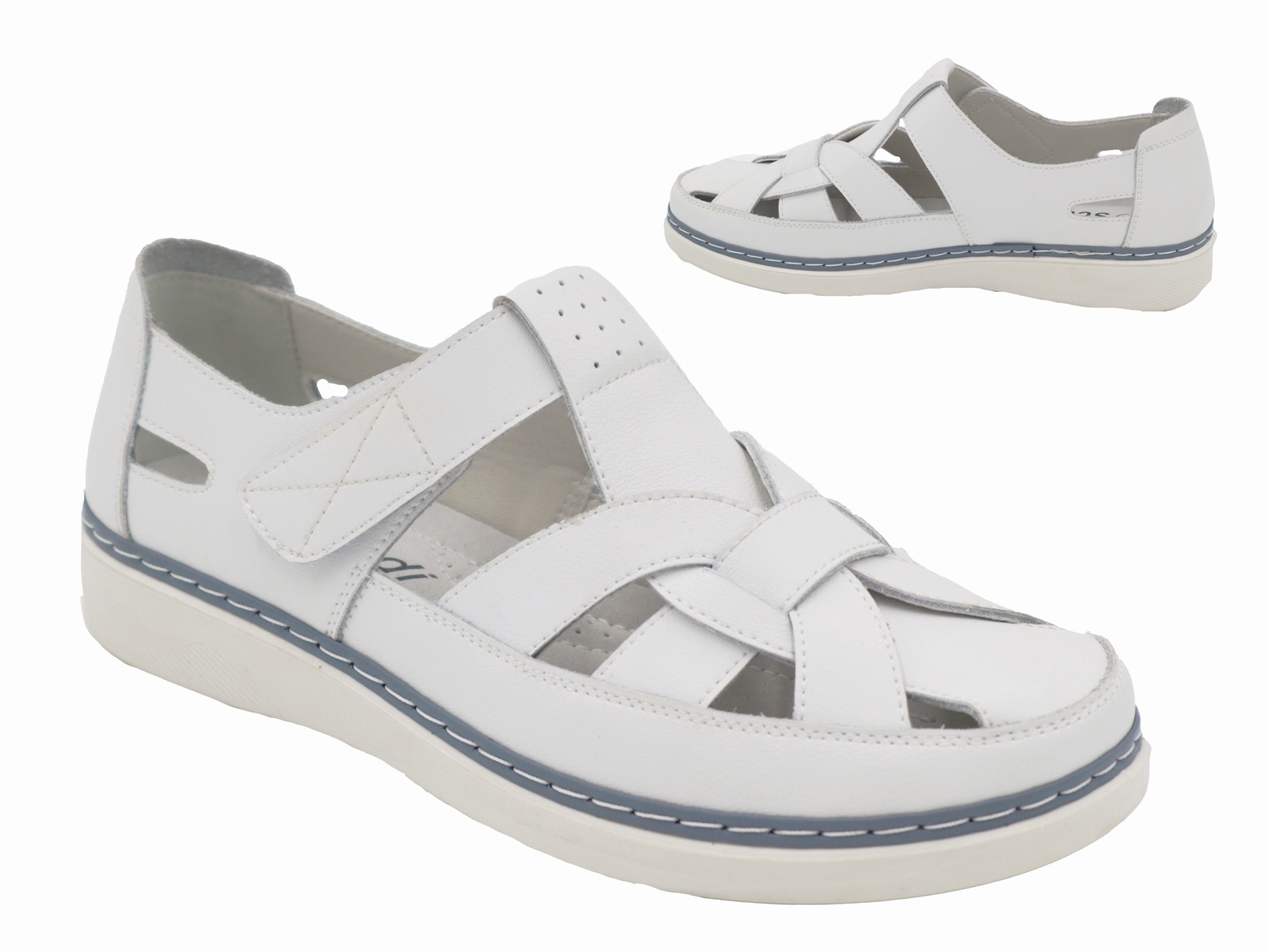 .Da.-Schuh, PU-Sohle, mit Klettverschluss, Leder, weiß