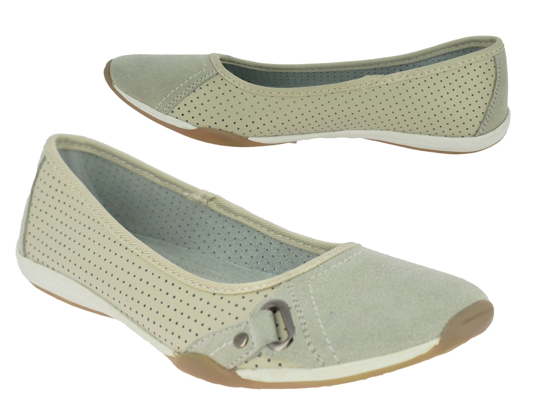 .Da.-Schuh, Slipper, Leder, TPR-Sohle, Lederinnensohle, Lochmuster, beige
