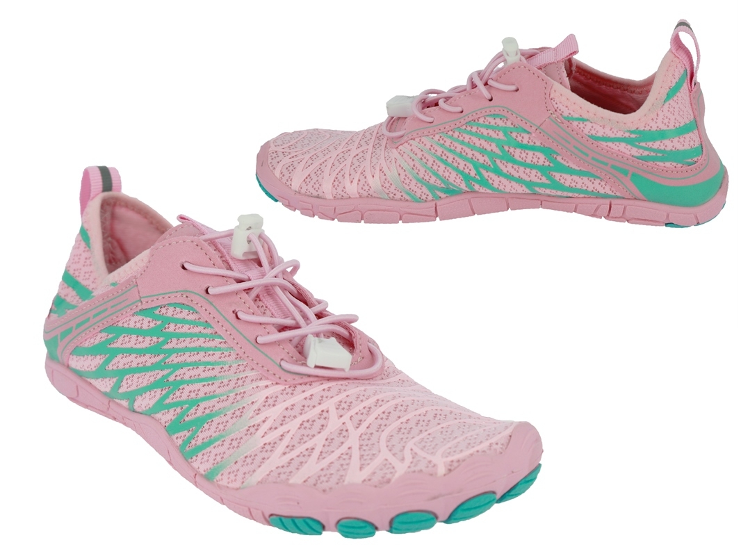 .Da.-Barfußschuh/Badeschuh, Gummi-Sohle, verstellbare elast. Schnürung, Textil, rosa