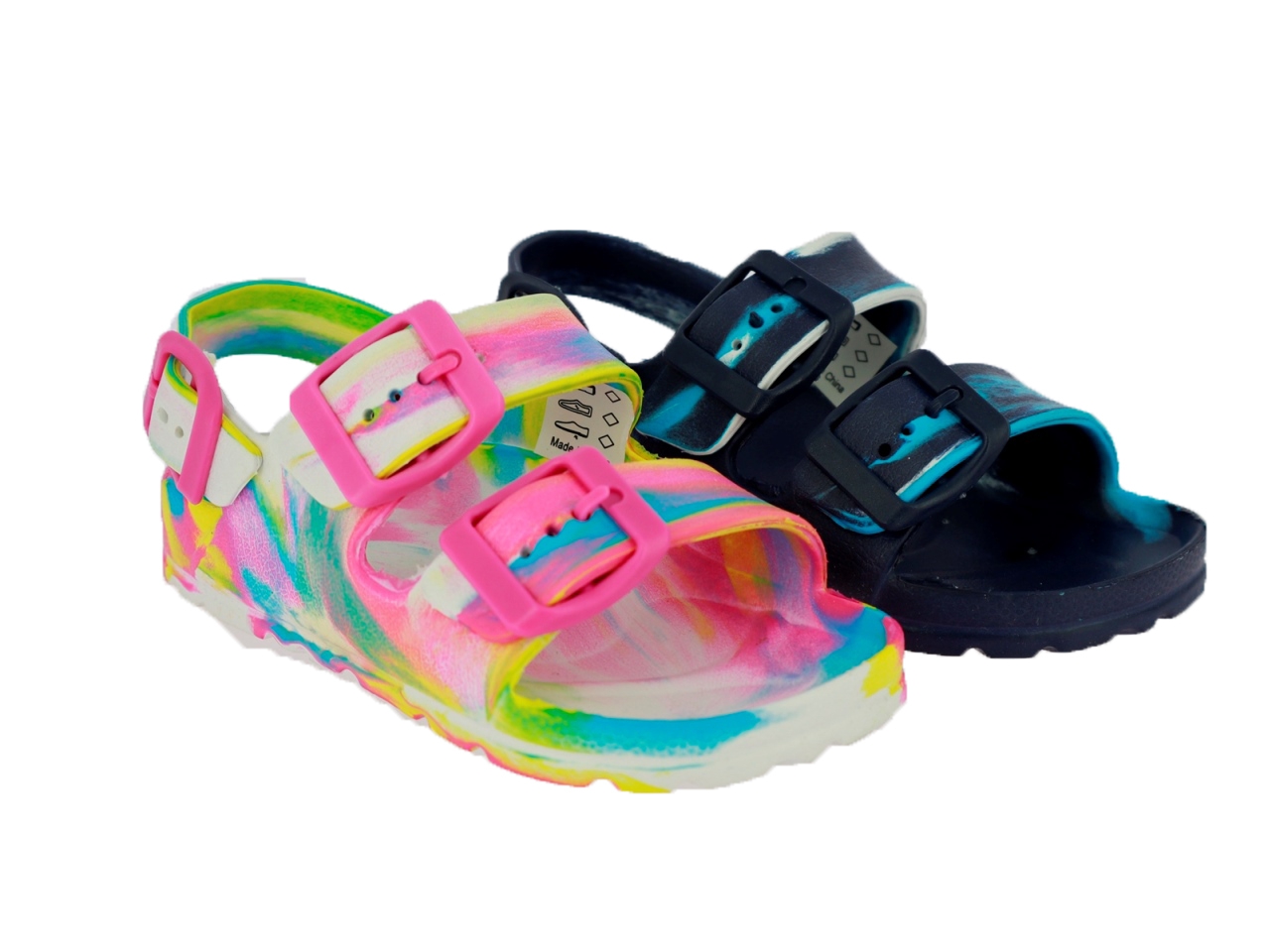 .Ki.-Sandalette, EVA, 2x Schnallen, pink+blau