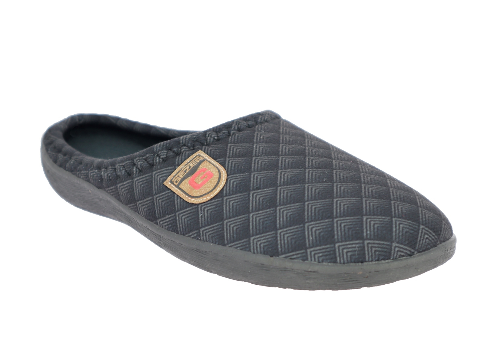 .He.-Pantoffel, TR, Textil, PU-Sohle, schwarz