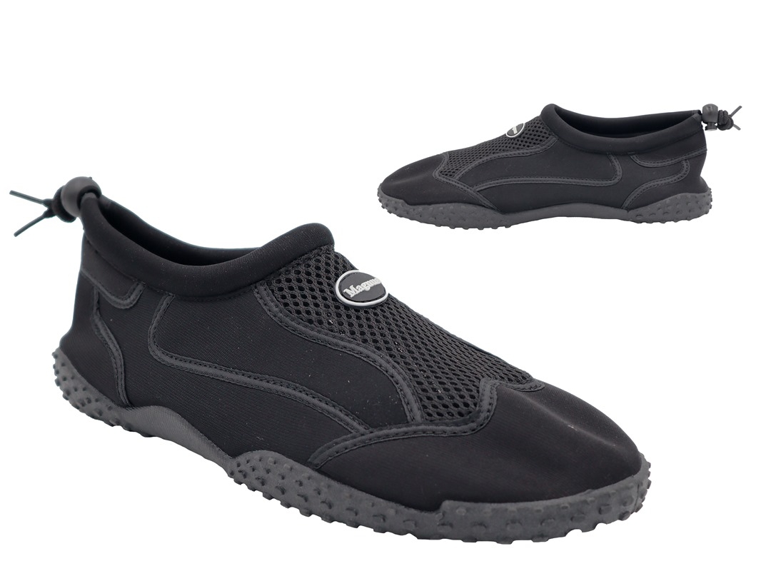 .He-Badeschuhe, dünne TPR-Sohle, Polyester, schwarz