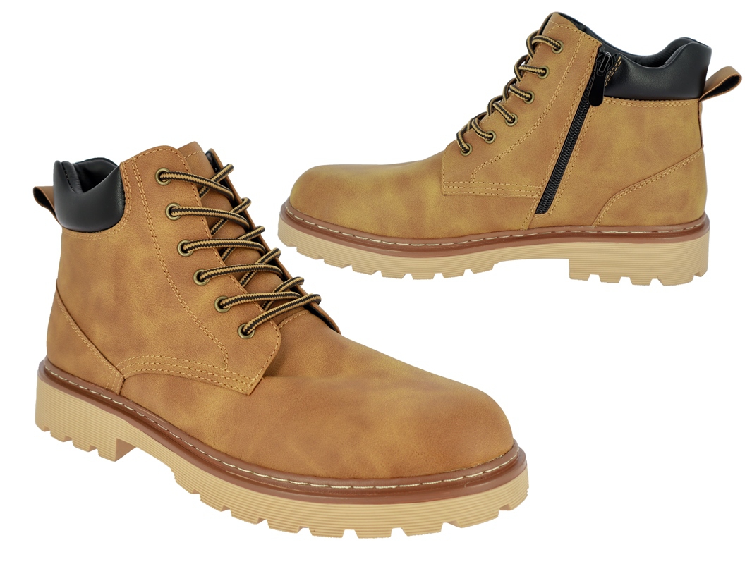 .He.-Knöchelschuh, Gummi-Sohle, Schnürer+Reißverschl., gefüttert, PU, braun