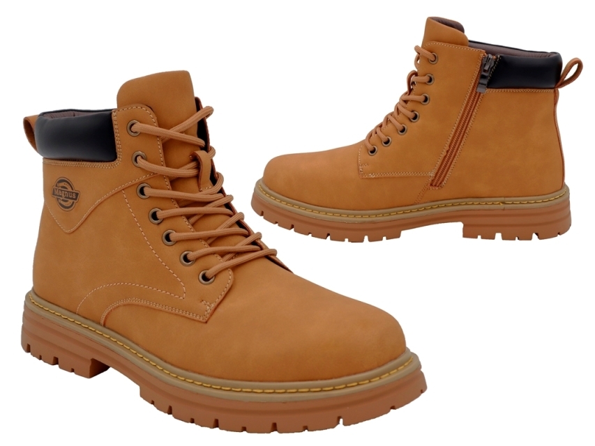 .He.-Knöchelschuh, TPR-Sohle, Reißverschl., Schnürer, Warmfutter, PU, hl.braun