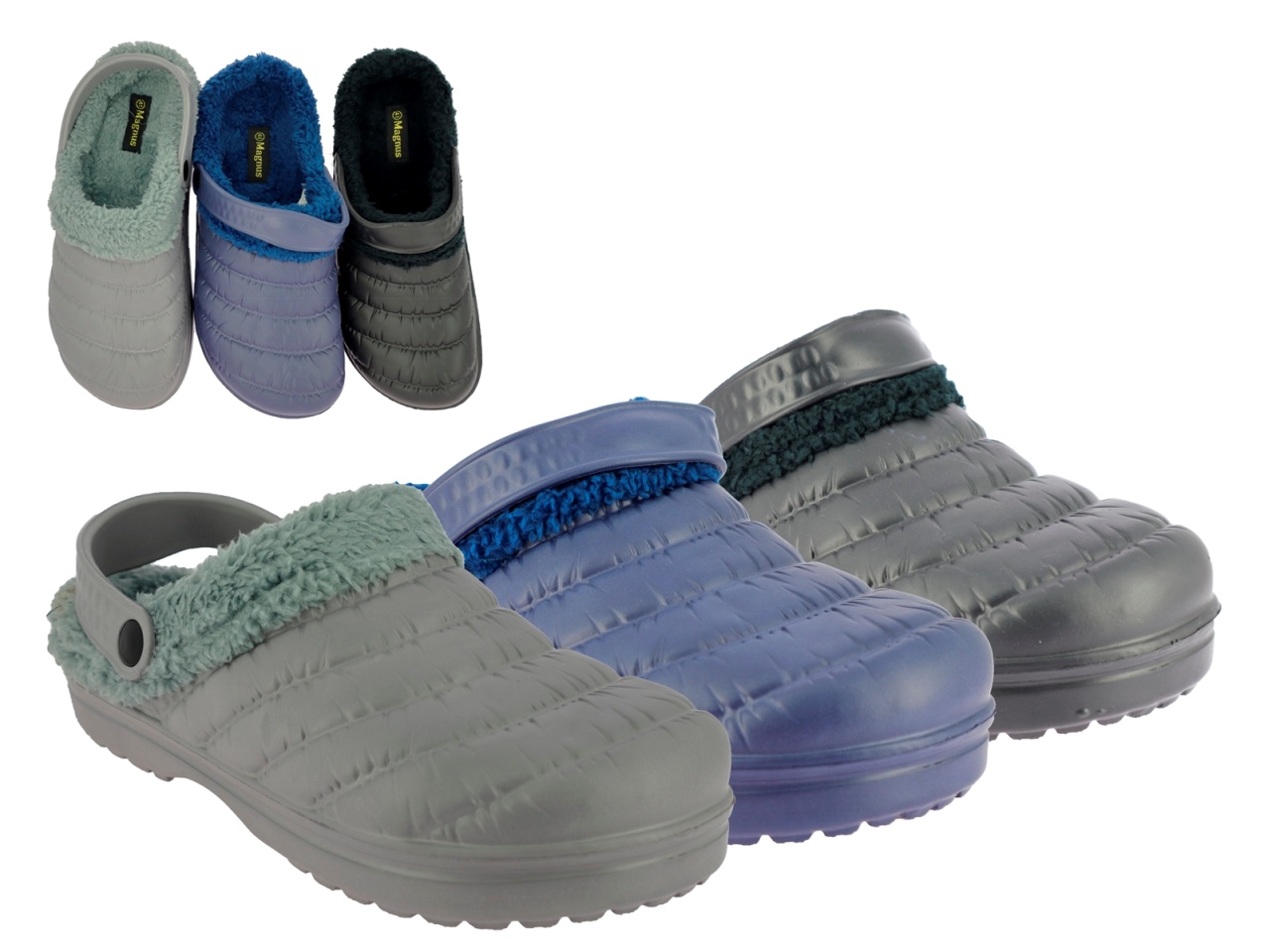.He.-EVA Clogs, geschlossen, Warmfutter, navy + grau + schwarz