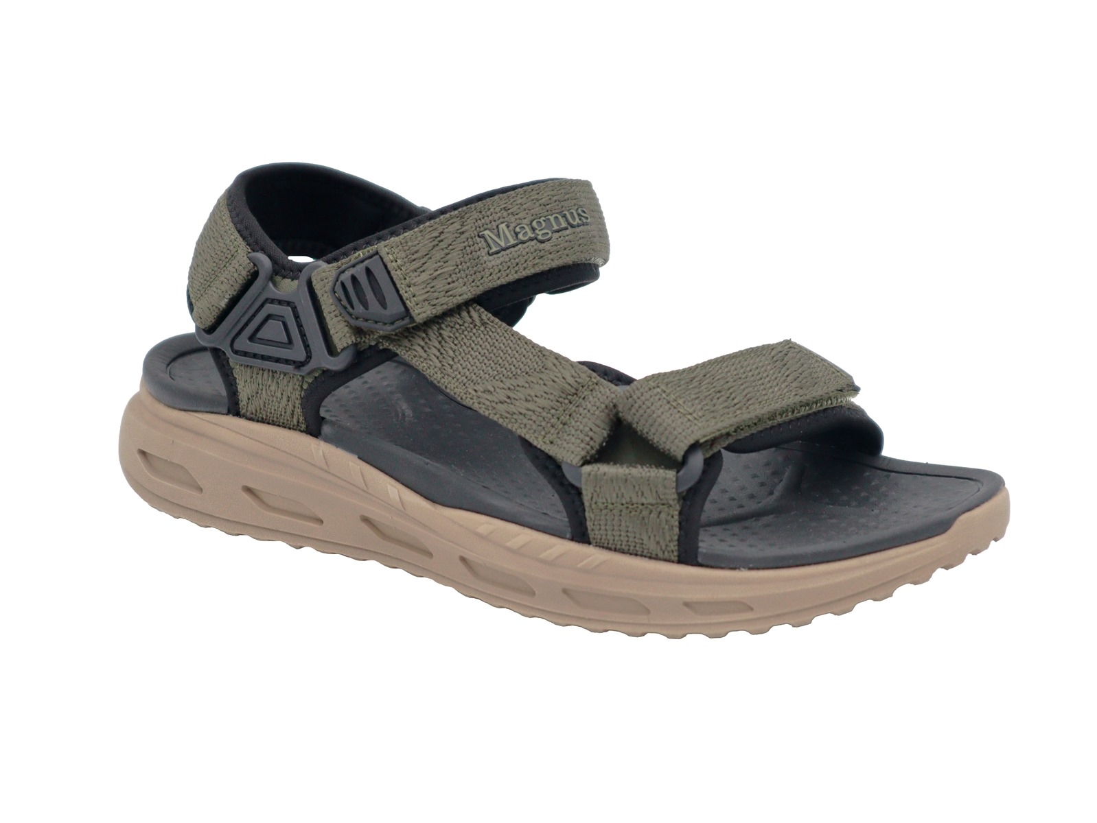 .He.-Sandalette, Phylon-Sohle, 3x Riemen m.Klettverschluss, Textil, dkl.grün