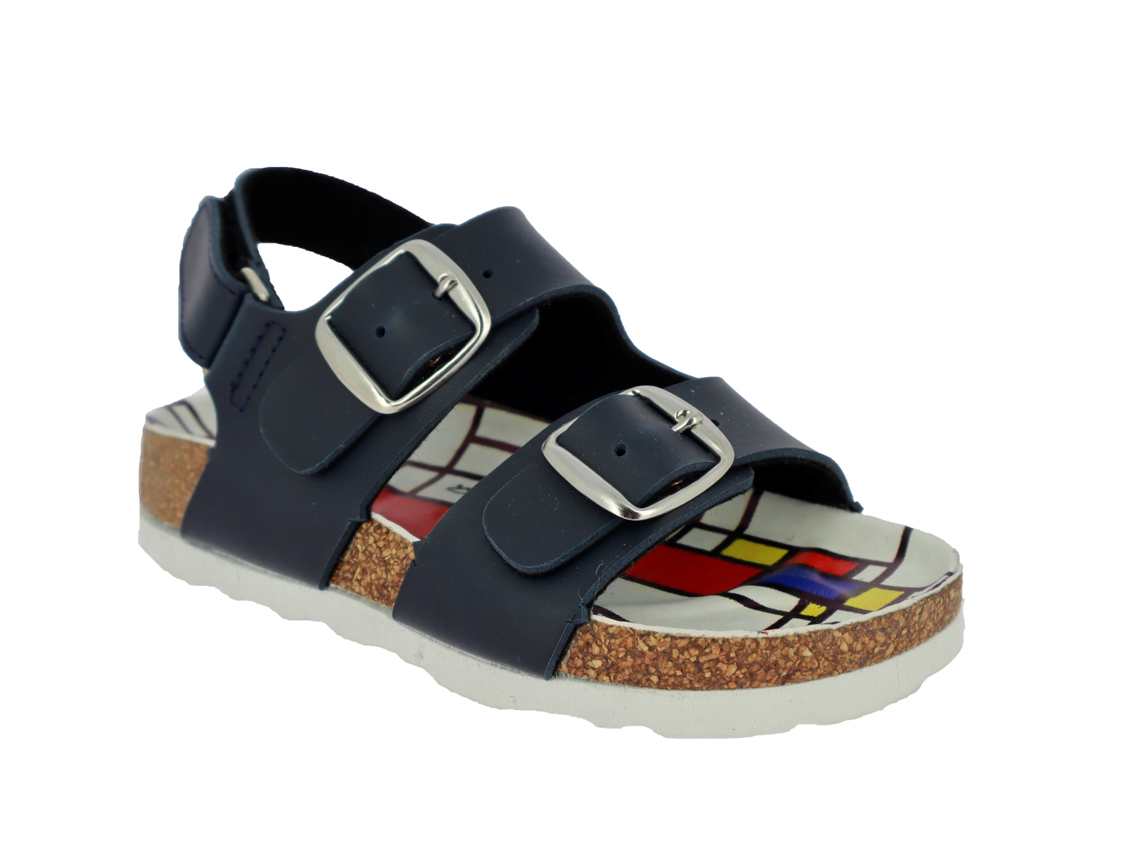 .Ki.-Sandalette, EVA-Sohle,  Schnallen + Klettverschluss, navy