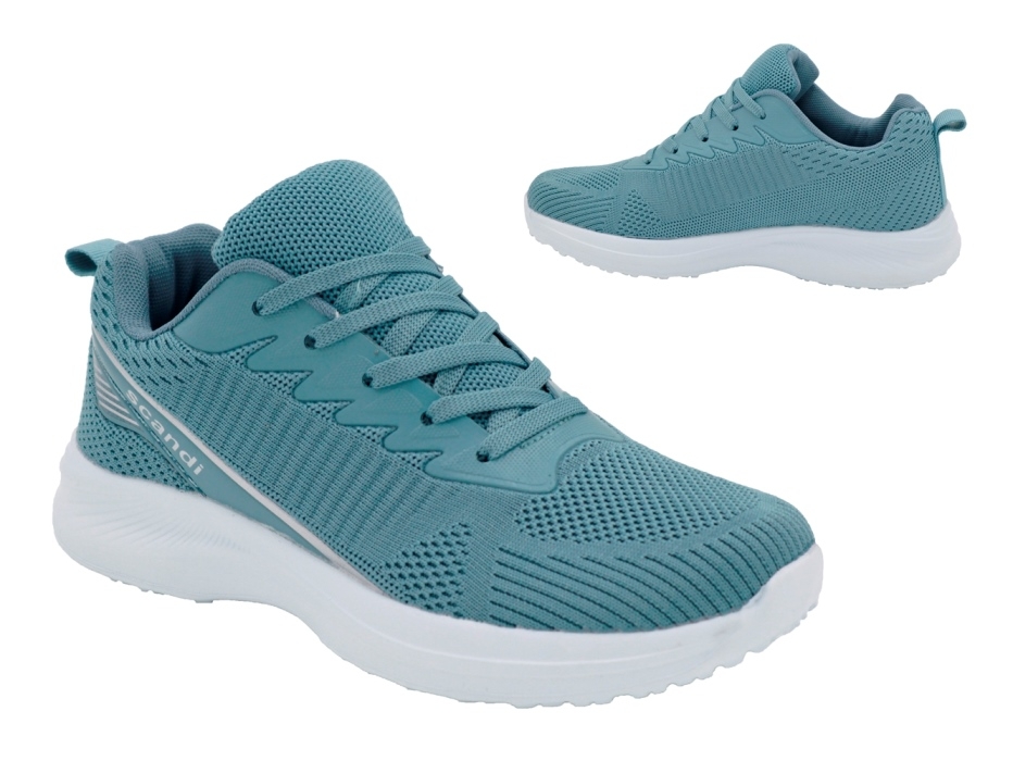 .Da.-Sportschuh, EVA-Sohle, Schnürung, Strickoptik, Textil, petrol