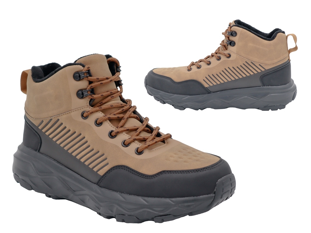 .He.-Knöchelschuh, EVA-Sohle, Schnürung, gefüttert, PU, hellbraun