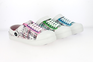 .Ki.-EVA-Clogs, Sneakeroptik, m. kl. Löchern, Warmfutter, weiß-blau + weiß-grün + weiß-pink