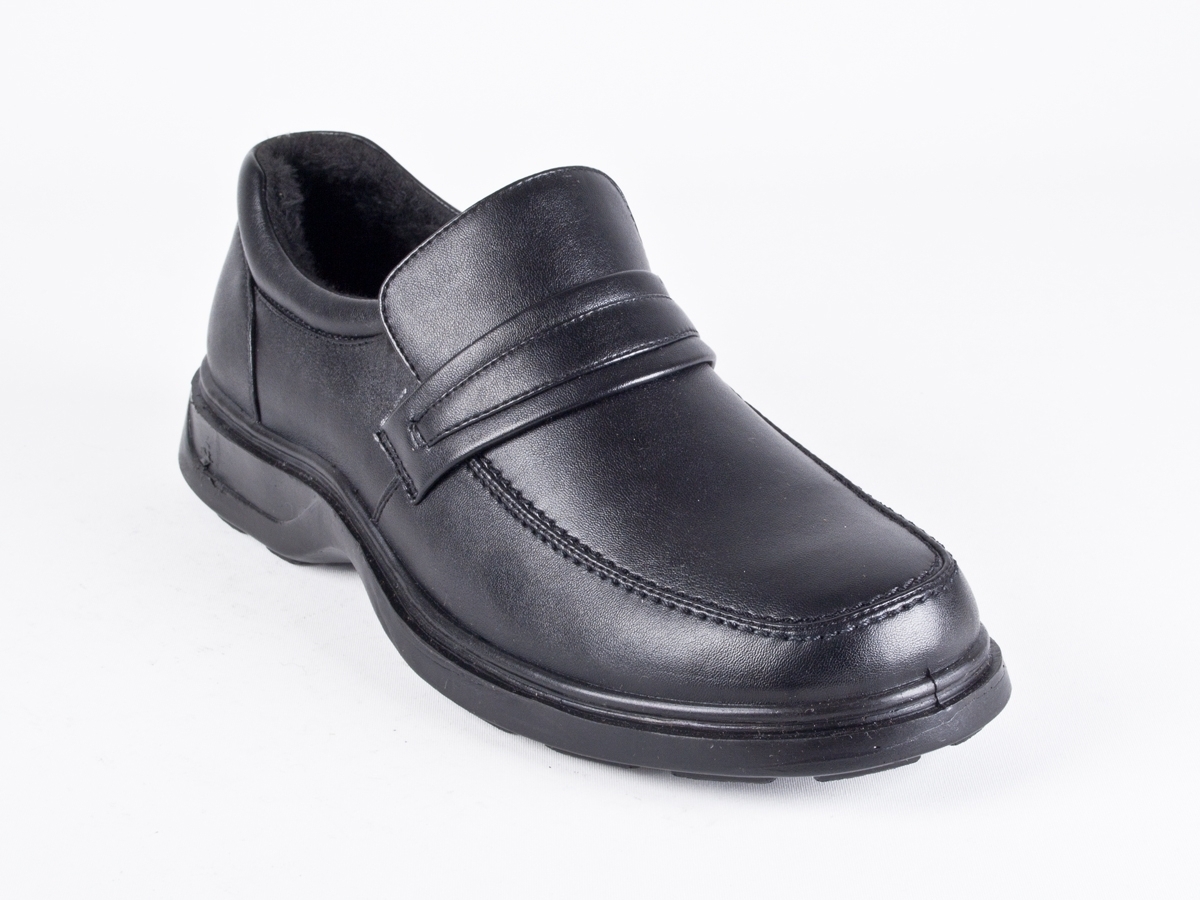.He.-Schuh, Slipper, Warmfutter, Nappa - PU, PU - Sohle, schwarz