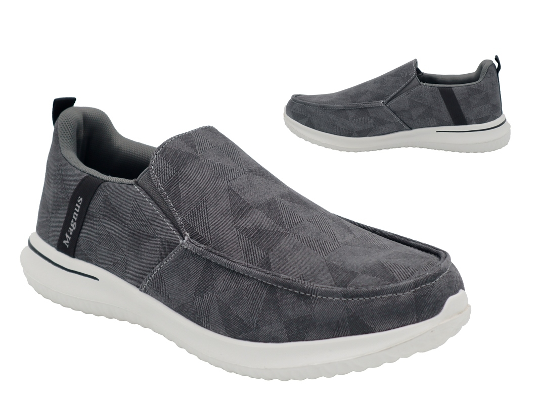 .He.-Leinenschuh, EVASohle, Slipper, 2x Gummizug, Textil, grau