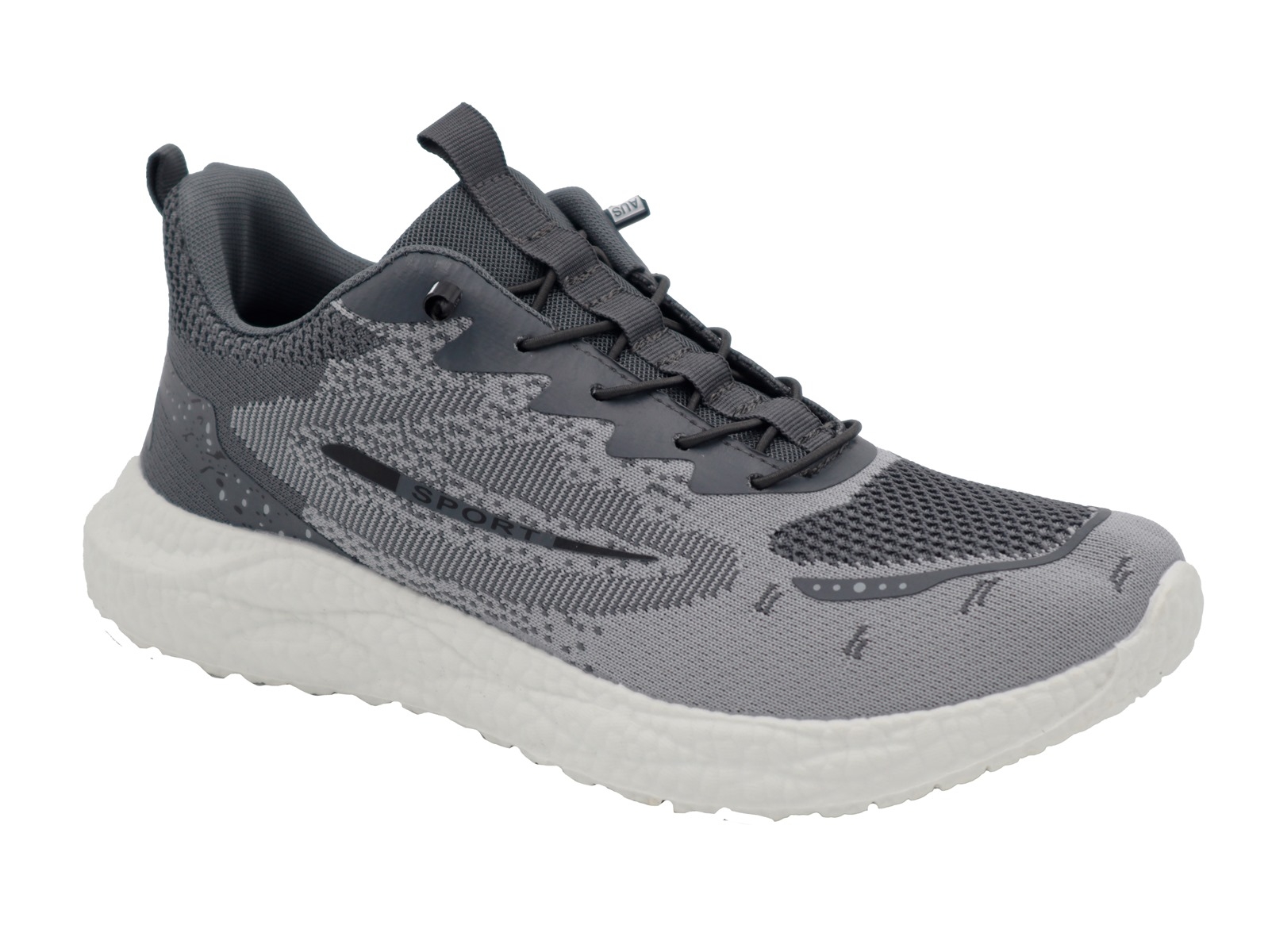 .He.-Sportschuh, EVA-Sohle, elast. Schnürung, PU/Mesh, grau