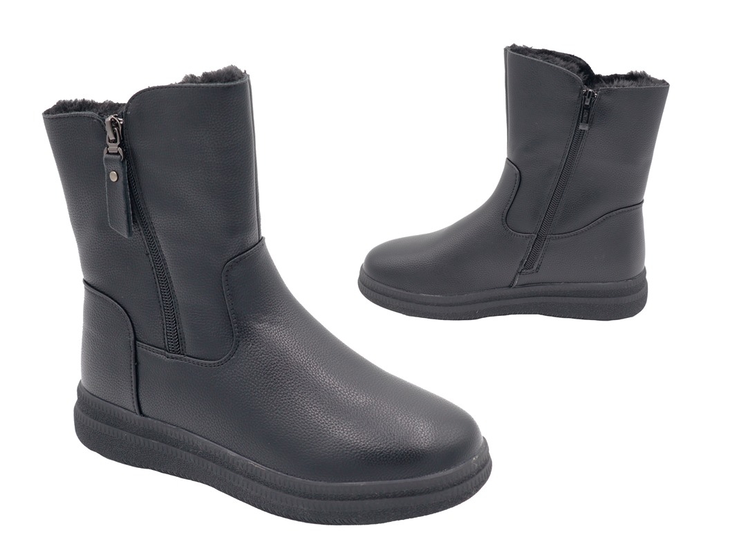 .Da.-Stiefelette, TPR-Sohle, seitlicher Reißverschluss, Warmfutter, PU, schwarz