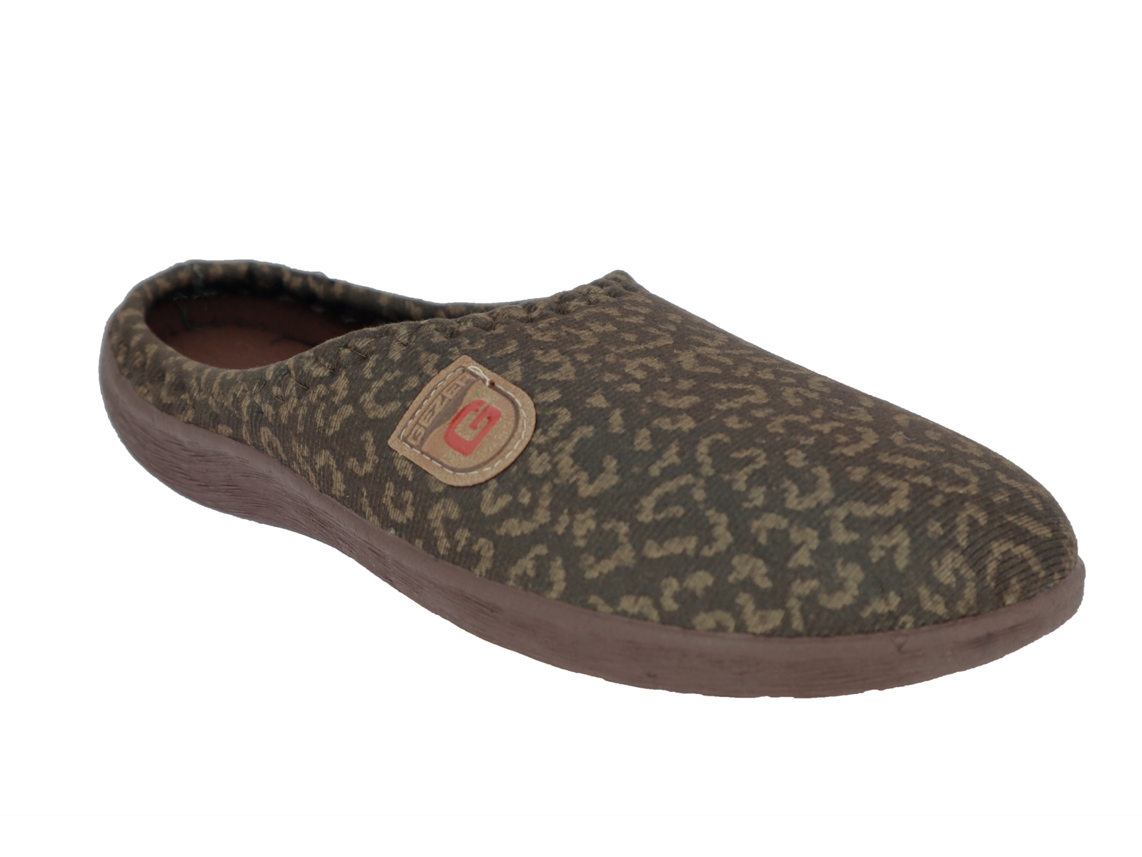 .He.-Pantoffel, TR, Textil, PU-Sohle, braun