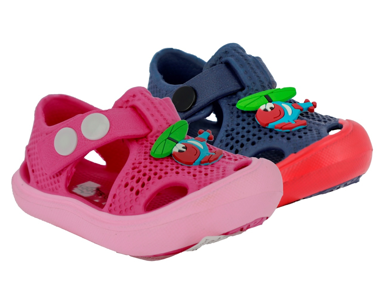.Ki.-Sandalette, EVA-Sohle, Druckknöpfe, Flugzeug, EVA, fuchsia+navy