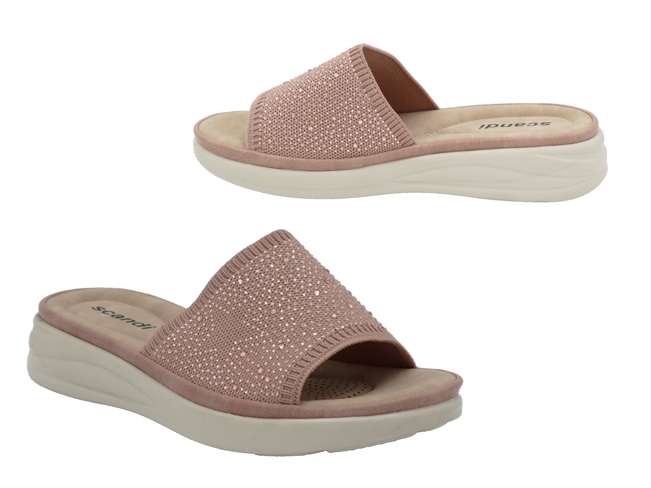 .Da.-Pantolette, PU-Sohle, kl.Ziersteine, Textil, pink