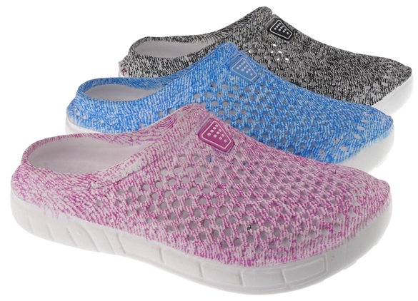 .Da.-EVA Clogs, mit Löchern, ohne Riemen, schattiert, fuchsia+ blau+ grau-schwarz