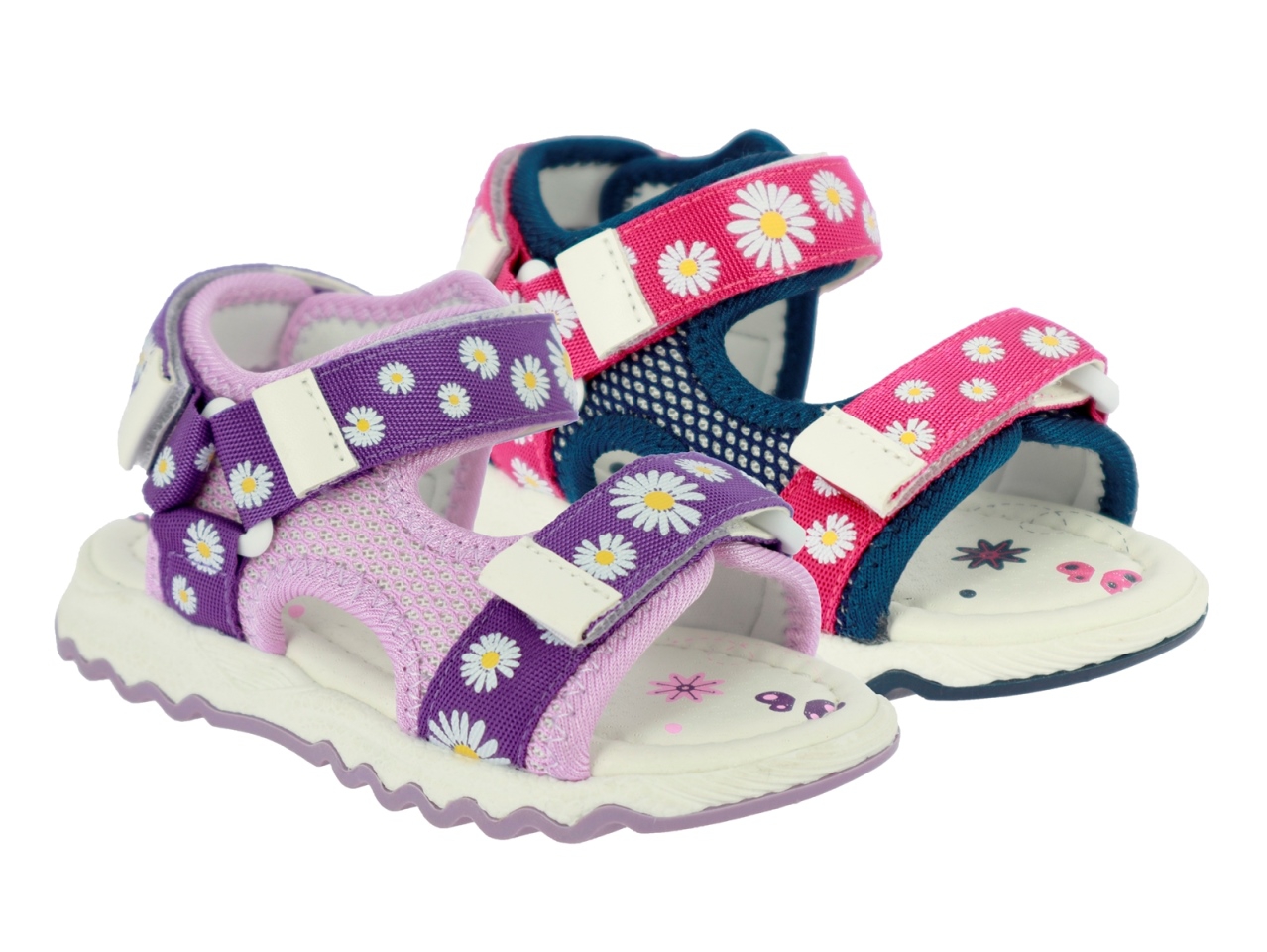 .Ki.-Sandalette, EVA-Sohle, 3xKlettverschluss, PU, lila+rosa