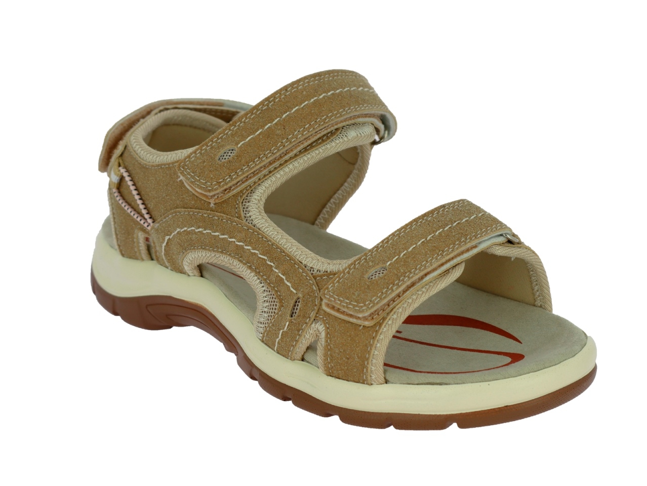 .Da.-Sandalette, PU-Sohle, 3x Klettverschl., PU, beige