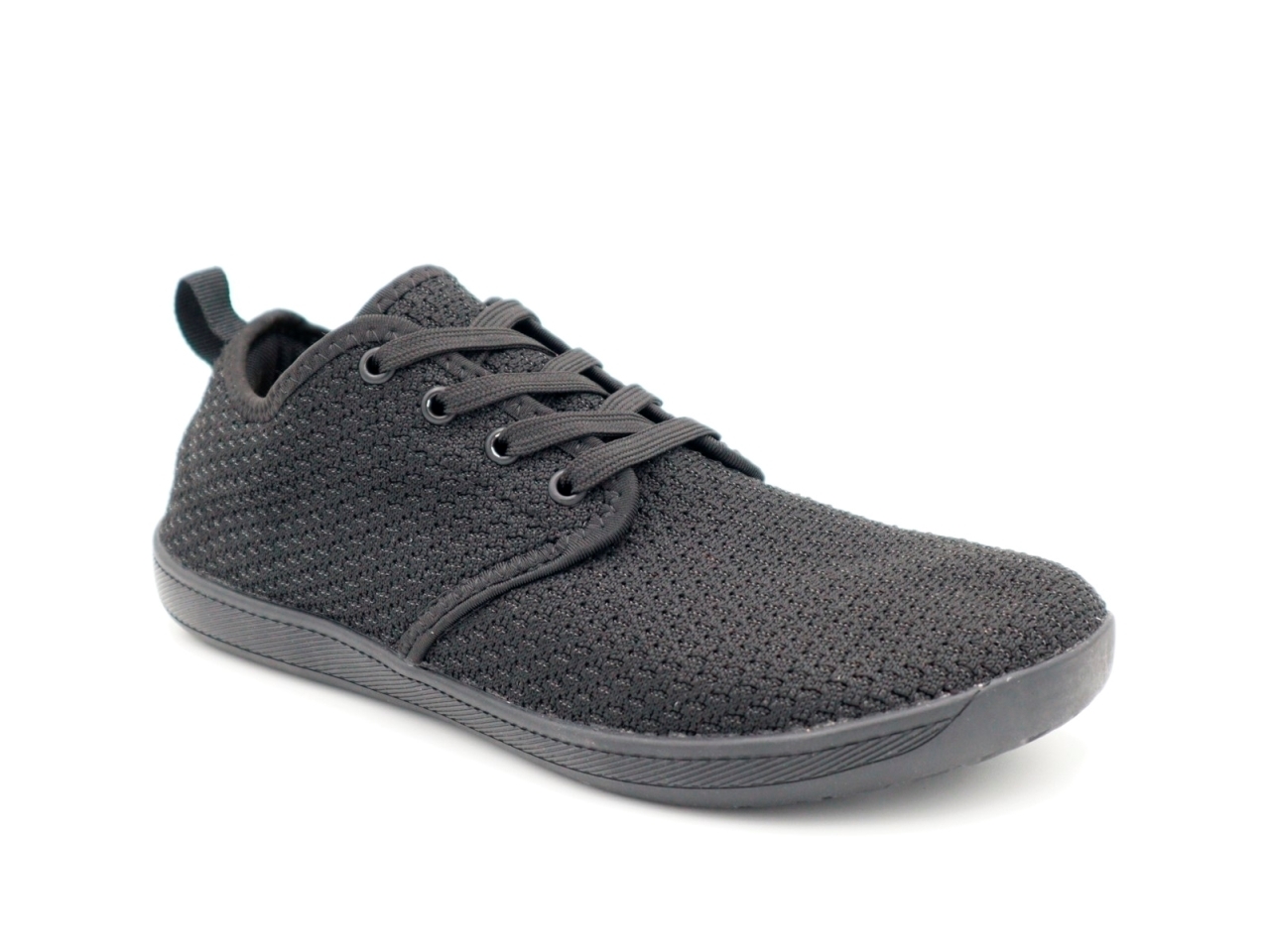 .He.-Leinenschuh, Gummi-Sohle, Schnürer, Mesh, schwarz