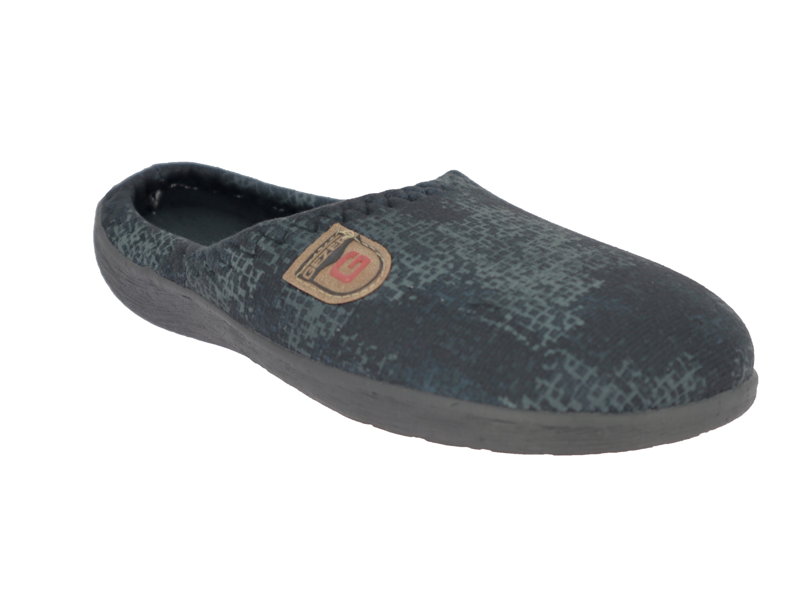 .He.-Pantoffel, TR, Textil, PU-Sohle, schwarz