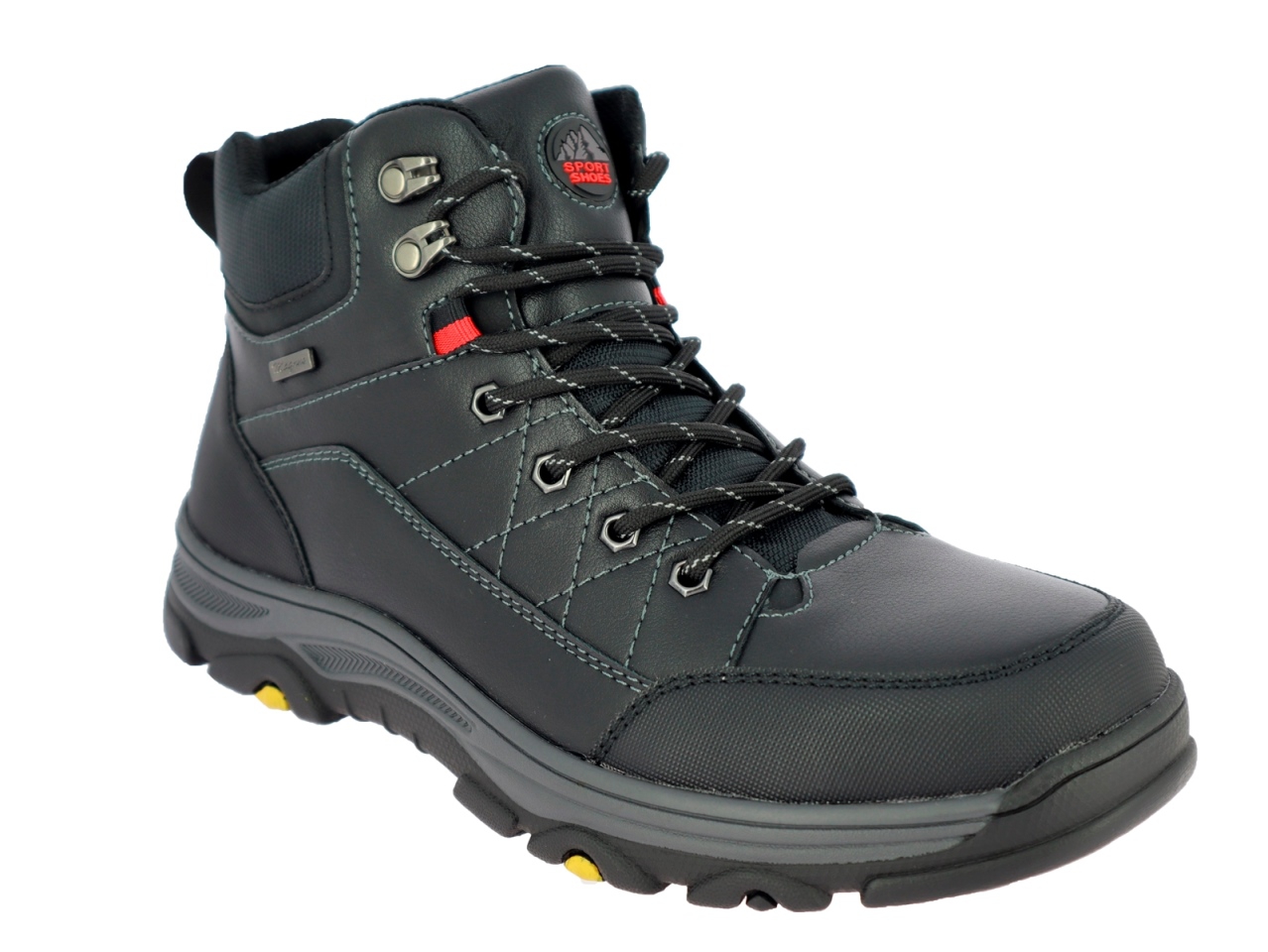 .He.-Knöchelschuh, Gummi-Sohle, Schnürer+Reißverschl., gefüttert, PU, schwarz